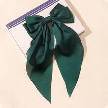 1 chiếc kẹp tóc satin màu trơn có nơ ruy băng dành cho nữ, phụ kiện đội đầu đa năng, kẹp tóc kiểu càng cua cho ngày Valentine, đồ dùng học tập, thanh lịch, sinh viên, trang phục mùa đông cho nữ, nơ, dễ thương, phụ kiện tóc, ghim cài tóc - Màu xanh lá cây đậm - Xem 6