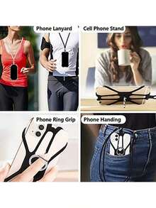 1入組通用短小精悍矽膠手機環扣，附調節式手機掛繩，適用於所有智慧型手機，提升手機安全性且時尚