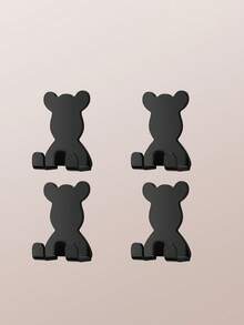 4 pièces/Porte-crochet mural en plastique en forme d'ours, sans perçage, portance élevée, crochet adhésif, support de rangement pour couteau de rasage. Double crochet, crochet adhésif sans perçage, crochet pour accrocher les vêtements dans la salle de bain derrière la porte.