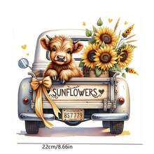 1/2/3张向日葵和小牛皮热转印贴纸，适合DIY，耐用塑料混色，可用于制作T恤和装饰枕头。多色、可水洗、耐用塑料DIY贴纸，适用于连帽衫、靠垫、裤子、沙发套和帆布包，可水洗且不褪色 - 彩色 - 查看 2