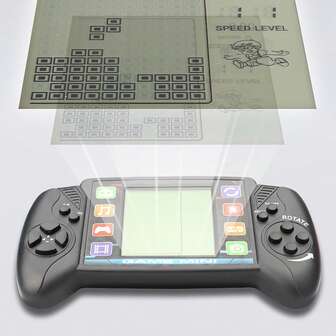 23-i-1 handhållen spelkonsol med stor skärm, kräver 2 AA-batterier, kreativ leksak för barn, retro klassisk design i gult eller svart