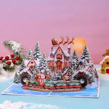 1pc Creative Christmas Scene 3D Greeting Card, Home And Party Atmosphere Decorative Items, Birthday Card, Surprise Gift For Friends, Gift For Parents, Suitable For All Kinds Of Festival, Celebration & Parties