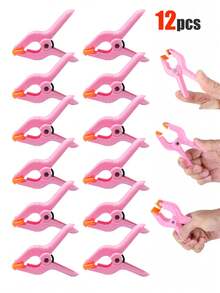 12pcs Plastic Spring Clamps, Small Heavy Duty Clips For Crafts, Backdrop Stand, Woodworking, Photography Studios Multi-Purpose Spring Clamps - Strong Grip Plastic Clips For Woodworking, Photography Backdrops & Crafts
