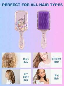 1/2/3/4/5/6/7/9/12 件发刷套装，（6.8 盎司/200 毫升）连续细雾喷雾瓶，适合成人和女孩头发独角兽卡通顺发刷、梳理刷，适用于发型设计、美发师 - 紫色 - 查看 5