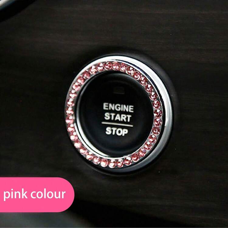 1pc Rhinestone Decor Car One-button Start Decoration Ring - White - View 11