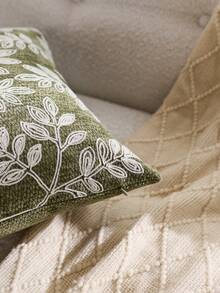غطاء وسادة مطرز بورقة خضراء، مناسب للديكور الداخلي، غطاء وسادة لجميع المواسم، لا يشمل إدراج الوسادة - أخضر - مشاهدة 9