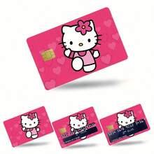 4pcs Sanrio Style Cute Cartoon Credit Card Stickers, Adorable Hello Kitty Pattern, Credit Card Decor Stickers, Protective Stickers, Creative Small Gift, Matte Finish, Durable PVC Card Stickers, Protect Privacy, Waterproof & Scratch-Resistant - Perfectly Fit For Credit Cards, Bank Cards, Transportation Cards, Can Be Removed Damage-Free, Perfect Gift For Halloween & Christmas!