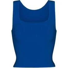 Women Rib Tank Top Padded Workout Top Square Neck Crop Tank Fitted Basic Cami Tops - Little Blue - View 2