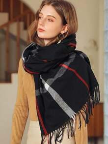 Premium Wool Scarf For Women, Thick Cashmere Blend Plaid Scarf, Versatile Autumn/Winter Accessory, 2025 New Style
