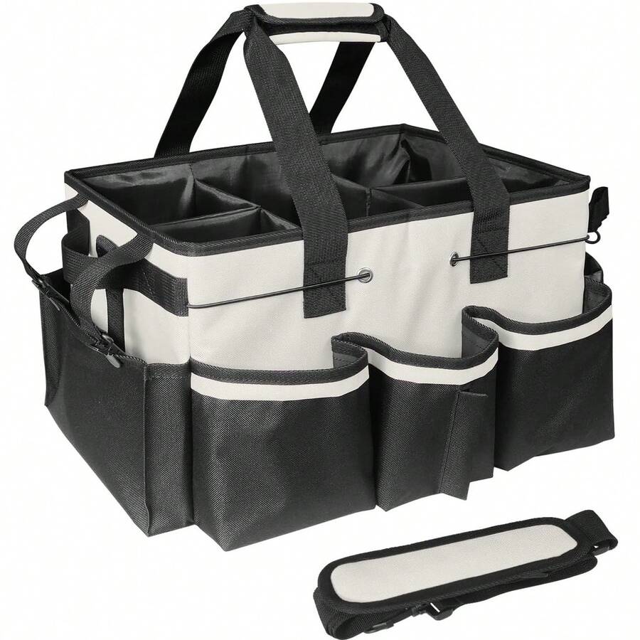 1pc Wearable Cleaning Utility Bag | Large-Capacity Oxford Fabric Organizer With Honeycomb Structure | Handheld & Shoulder Strap Dual Carry | Household & Commercial Cleaning Tool Caddy | Mobile Cleaning Station For Professionals