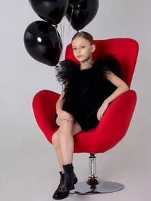 Young Girl Tulle Cap Sleeve Party Dress, Elegant Princess Dress Suitable For Girls As Flower Girl Dress, Birthday Gift, Wedding, Banquet, Prom, Party, Holiday Celebration