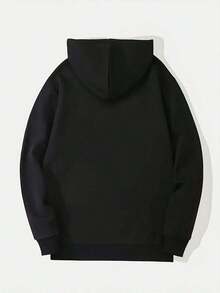Men's Long Sleeve Drawstring Hoodie - Black - View 2