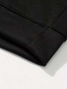 Sudadera con capucha con cordón y estampado de letras para hombre, para otoño - Negro - Ver 9