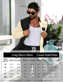Mens 2 Piece Color Block Outfits Casual Long Sleeve Color Block Shirts And Pants Matching Set Sweatsuit-2025 - 棕色 - 查看 10