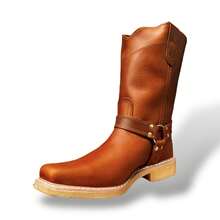 COWBOY BOOTS FLAT TOE WITH RING SOLE RUBBER HEEL FOR WORK OR DRESS COW LEATHER STITCHED SOLE WELT GOODYEAR BRAND AMERICAN WELT - Ginger - View 5