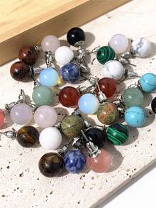 1 对 10 毫米圆形天然石耳钉，优雅时尚的女士珠宝 - 天然石耳釘 - 查看 14