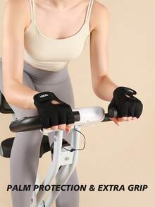 VBOSI 1 Pair Half Finger Adjustable Breathable Sports Gloves For Weightlifting Dumbbell Cycling Fitness Training Gym Accessories - Black - View 4