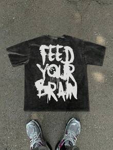 Vintage Print Washed Distressed Snow Flake Men T-Shirt. 004-AB - màu đen - Xem 3