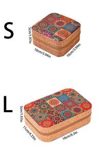 1pc, Retro Upgraded Style With Earring Plate Long Exquisite Cork Portable Large Capacity Jewelry Box Earring Ring Necklace Travel Multilayer Storage Box Jewelry Box Earring Ring Necklace Travel Storage Box Jewelry Earring Elegant Style Printed Jewelry Box Multifunctional Jewelry Storage Box Zipper Convenient Jewelry Bag