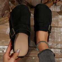 Women Summer Break Shoes Simple Metal Decor Flat Casual Loafers - 黑色 - 查看 3