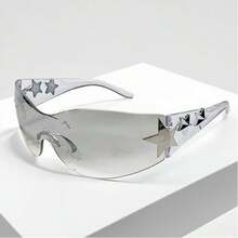 1-Piece Large-Frame Women's Multi-Color Y2K Fashion Sunglasses, Sporty Sunglasses, Fashion Sunglasses With Bohemian Style, Suitable For Parties And Summer Travel, Beach Accessories, Christmas Gifts. - Xám - Xem 1