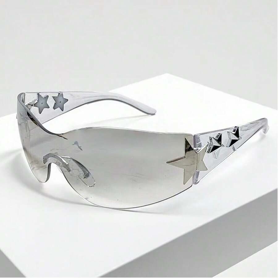 1-Piece Large-Frame Women's Multi-Color Y2K Fashion Sunglasses, Sporty Sunglasses, Fashion Sunglasses With Bohemian Style, Suitable For Parties And Summer Travel, Beach Accessories, Christmas Gifts. - Xám - Xem 1