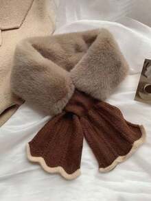 1pc Women Snood Knitted FluffyCollar Warm Neck Wrap, With Fish-Tailed Draped Design, IdealFor Daily Winter ProtectionAccessories Women For Dress - Multicolor - View 6