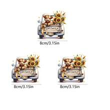 1/2/3张向日葵和小牛皮热转印贴纸，适合DIY，耐用塑料混色，可用于制作T恤和装饰枕头。多色、可水洗、耐用塑料DIY贴纸，适用于连帽衫、靠垫、裤子、沙发套和帆布包，可水洗且不褪色 - 彩色 - 查看 4