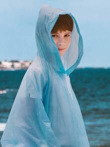 1pc Thickened Children's Raincoat, Random Color, Fashionable PEVA Poncho, Suitable For Students, Travel And Camping - Multicolor - View 4