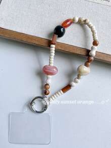 Accesorio vintage hecho a mano para teléfono con ámbar, cordón con cuentas para cámara, correa decorativa para teléfono