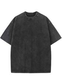 "Smoking Monkey " Print Oversized Cotton Solid Drop Shoulder T Shirts ForMen Vintage Streetwear Basic Tees Baggy Hip Hop Unisex Tops Acid Wash Tshirt