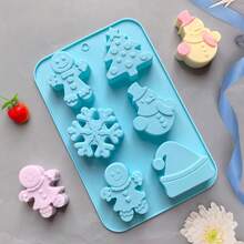 6腔圣诞老人礼物、圣诞树、铃铛、雪花硅胶模具、蜡烛、肥皂DIY工艺模具、礼品模具 - 米粉紅藍萬聖節 - 查看 4