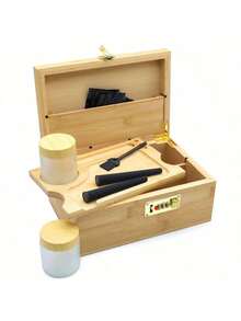 Duże bambusowe pudełko do przechowywania z wyjmowaną tacką i słoikami – dekoracyjny zestaw pudełek, szklanych słoików i akcesoriów. Drewniany zestaw do przechowywania i akcesoriów do domu. Świetny wybór na prezent, stoliki kawowe, stoliki nocne, półki ekspozycyjne lub elegancka dekoracja do domu, prezenty urodzinowe. - Wielokolorowe - Zobacz 8