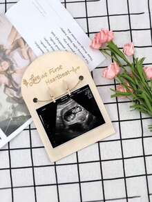 1pc Wooden Ultrasound Photo Frame For Pregnancy Announcement Or Baby Birth Decoration - Multicolor - View 5