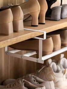 1pc Expandable Shoe Rack, Home Adjustable Shoe Cabinet With Layered Shelves, Hanging Storage Basket, Cabinet With Divider Shelves, Space-Saving Layered Shelves For Storing Shoes In Home Cabinets, Hanging Storage Rack - Multicolor - View 3