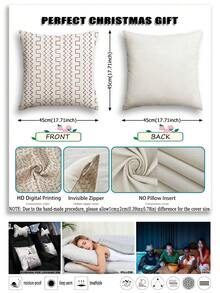 4pcs Bohemian Geometric Pattern Zipper Pillow Covers - Machine Washable, Double-Sided Printing, Available In Brown, Black, Beige And White - Ideal For Living Room Sofa And Bedroom Decor (Pillow Inserts Not Included), Decorative Throw Pillows - Red - View 5