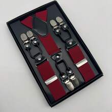 6 Clips Men's Suspenders Gentleman Boxed Suspenders Suspenders Clips In Stock Suit Suspender Suitable As A Gift For Boyfriend - Width 3.5cm