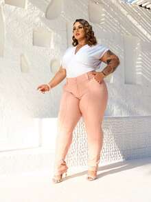 Plus Size Pants - Màu hồng gỉ - Xem 4