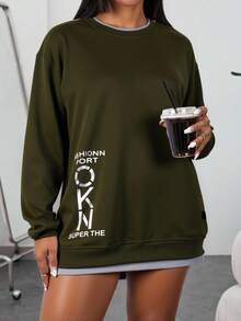 Sudadera Oversize de Mujer con Cuello Circular Cómoda y Calientita para el Día a Día - Verde - Ver 1