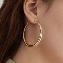 Elegant 18K Gold Plated Hoop Earrings - Smooth And Shiny, Durable Copper, For Everyday And Special Occasions, Simple And Chic Women's Fashion Accessories, Novelty Earrings