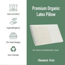 100 Natural Latex Pillow With Removable Cotton Cover Standard Firm Strong Support Premium Latex Bed Pillow For Sleeping Neck Pain Relief Help Head Support For Side Back Stomach Sleeper - Ivory - 查看 2