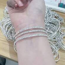 G-S Minimalist Ultra-Thin Sparkling Rhinestone & Silver/Gold Color Tennis Bracelet For Women, Multiple Options