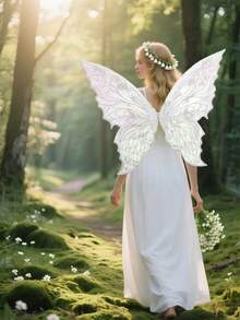 1pc Holiday Fairy Wings ,Carnival Festival Party Performance Props, Sparkle Butterfly Wing Wedding Costume Angel Wings For Women Carnival Dress Up Accessories,Hot Gold Dazzling Butterfly Wings Fairy Wings,Birthday Present Halloween Costume - Multicolor - View 2
