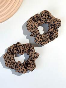 3/9件装经典猎豹纹布艺发圈，弹性发绳，适合扎马尾辫，波西米亚海滩度假风发型配饰，发圈，家居健身化妆配饰，女士头部配饰