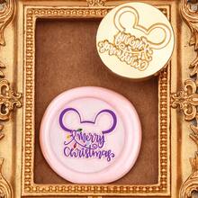 Disney 1 قطعة ختم شمع بموضوع عيد الميلاد بقطر 25 مم، ختم شمع نحاسي للأظرف والأختام الشمعية لحفلات عيد الميلاد، مجموعة ختم شمع هدية