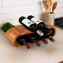 Space-Saving Wine Bottle Holder - 8-Bottle Wooden Rack With Freestanding Design For Kitchen Or Bar Use - Natural - View 3