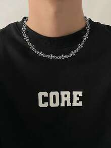 1 件男士朋克十字架复古吊坠项链，时尚简约百搭，适合日常佩戴和情侣礼物 - 復古銀色 - 查看 4