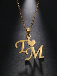 1pc Customizable Double Letter Necklace, With Two Custom Styles To Choose From, Personalized Couple Anniversary Birthday Gift, Elegant Design, Exquisite Craftsmanship, Touching Collection, Custom Engraved Female Jewelry, Stainless Steel Jewelry, Couple Necklace, Customizable Female Necklace, Is The Best Holiday Gift For Loved Ones Or Relatives And Friends On Halloween Or Christmas - Multicolor - View 7