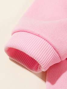 LUCKIE LABO 1pc Minimalist Cute Paw Print & Slogan Pattern Polyester Hoodie Sweatshirt, Flea Resistant, Shed Reducing, Warm & Breathable, Suitable For Indoor & Outdoor Cats & Dogs - Pink - View 7