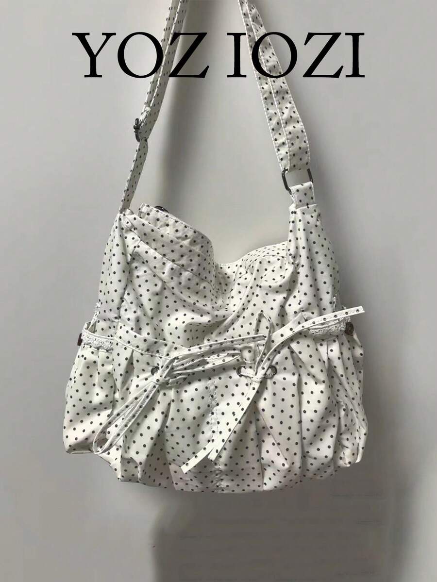 Back To School Korean Indie Design Versatile Shoulder Bag For College Students, Casual Tote Bag, Suitable For Classes, Shopping, Commuting - Beige - View 1